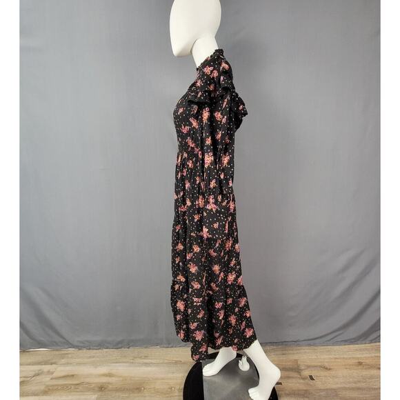 Angie Maxi Dress L Floral Ruffle Tiered Romantic Cottagecore Rayon - Picture 4 of 10